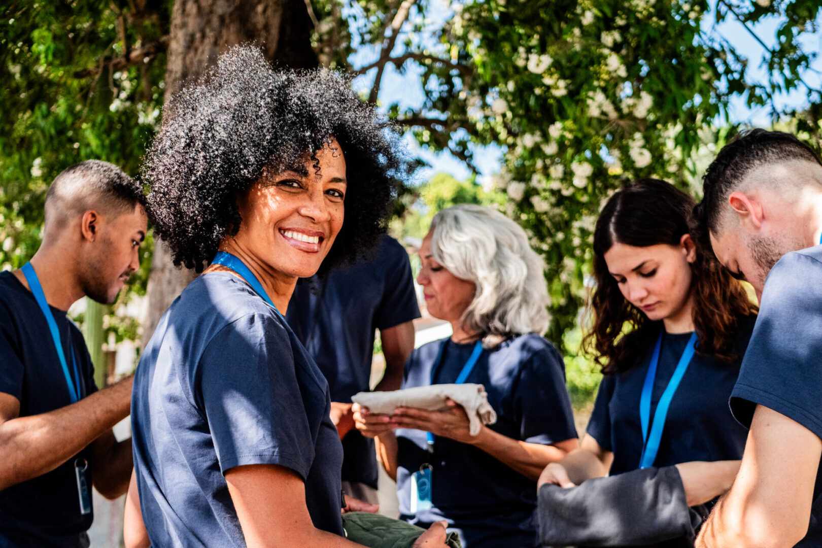 Portrait of mature volunteer woman outdoors